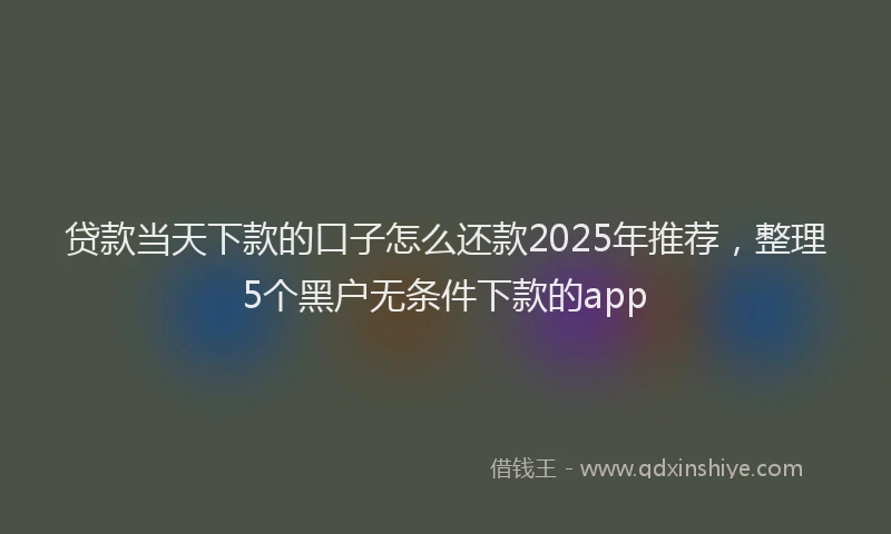 贷款当天下款的口子怎么还款2025年推荐，整理5个黑户无条件下款的app