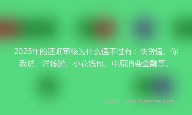 2025年的还呗审核为什么通不过有：快贷通、你我贷、洋钱罐、小花钱包、中原消费金融等。