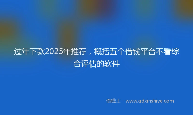 过年下款2025年推荐，概括五个借钱平台不看综合评估的软件