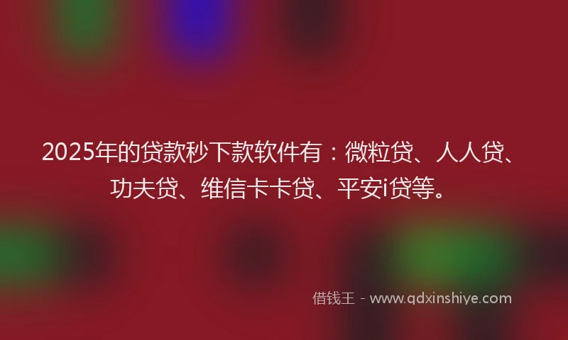 2025年的贷款秒下款软件有：微粒贷、人人贷、功夫贷、维信卡卡贷、平安i贷等。
