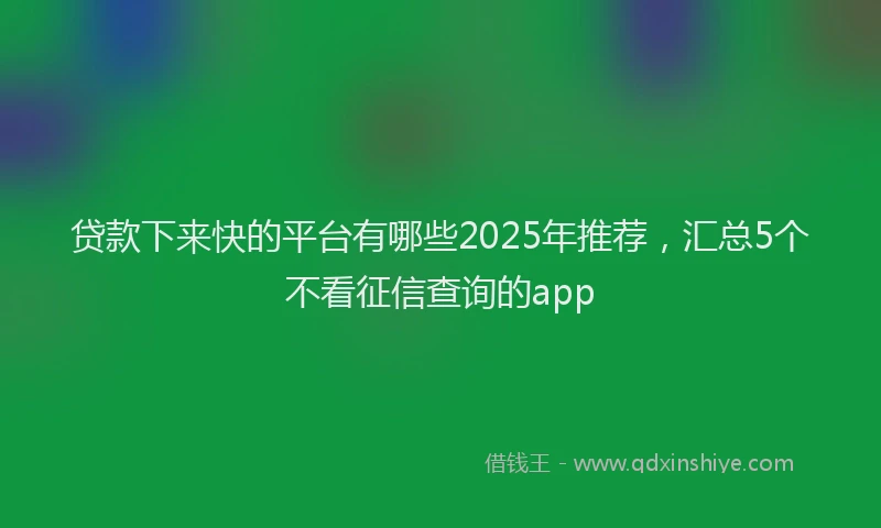 贷款下来快的平台有哪些2025年推荐，汇总5个不看征信查询的app