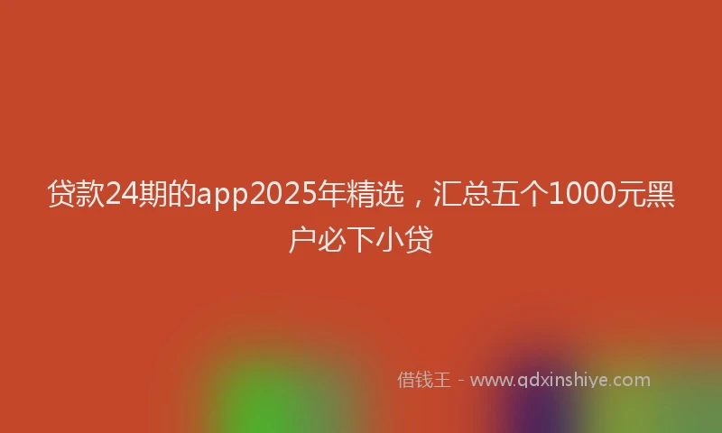 贷款24期的app2025年精选，汇总五个1000元黑户必下小贷