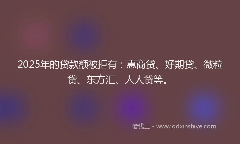2025年的贷款额被拒有：惠商贷、好期贷、微粒贷、东方汇、人人贷等。