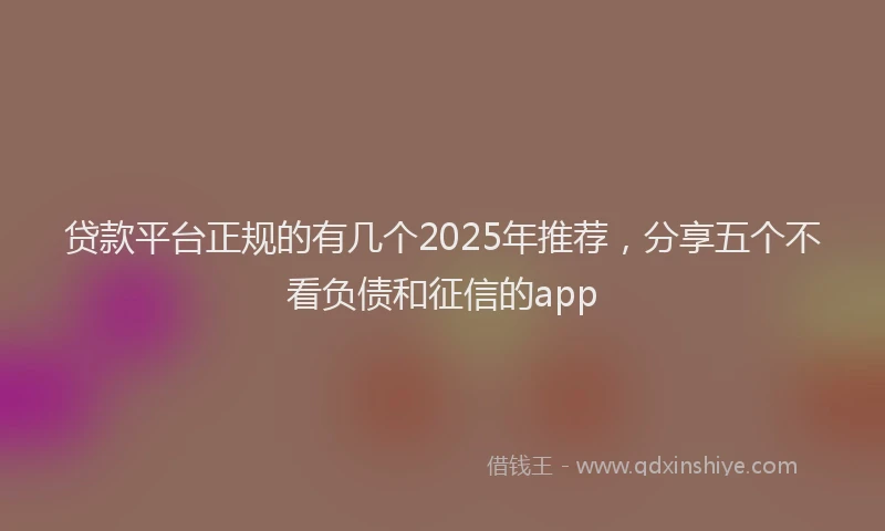 贷款平台正规的有几个2025年推荐，分享五个不看负债和征信的app