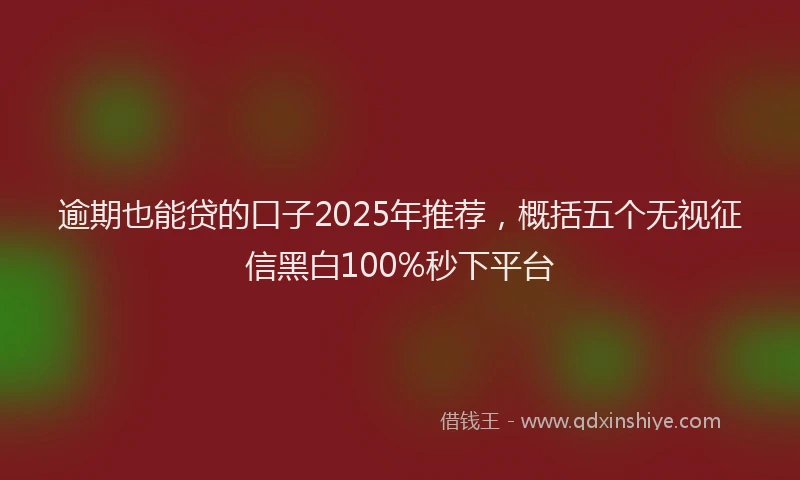 逾期也能贷的口子2025年推荐，概括五个无视征信黑白100%秒下平台