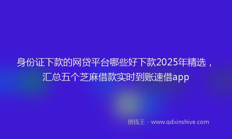 身份证下款的网贷平台哪些好下款2025年精选，汇总五个芝麻借款实时到账速借app