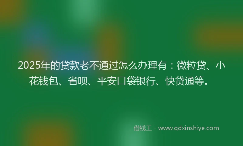 2025年的贷款老不通过怎么办理有：微粒贷、小花钱包、省呗、平安口袋银行、快贷通等。