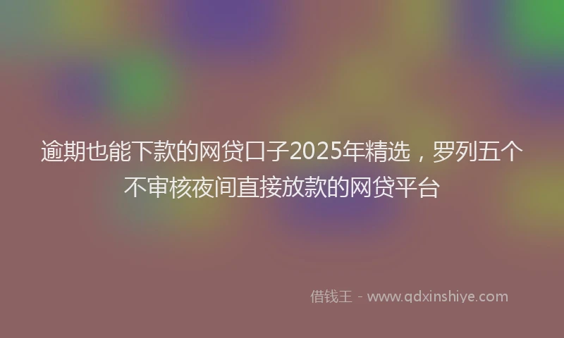 逾期也能下款的网贷口子2025年精选，罗列五个不审核夜间直接放款的网贷平台