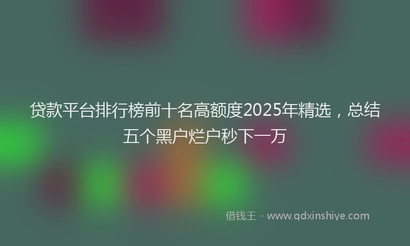 贷款平台排行榜前十名高额度2025年精选，总结五个黑户烂户秒下一万