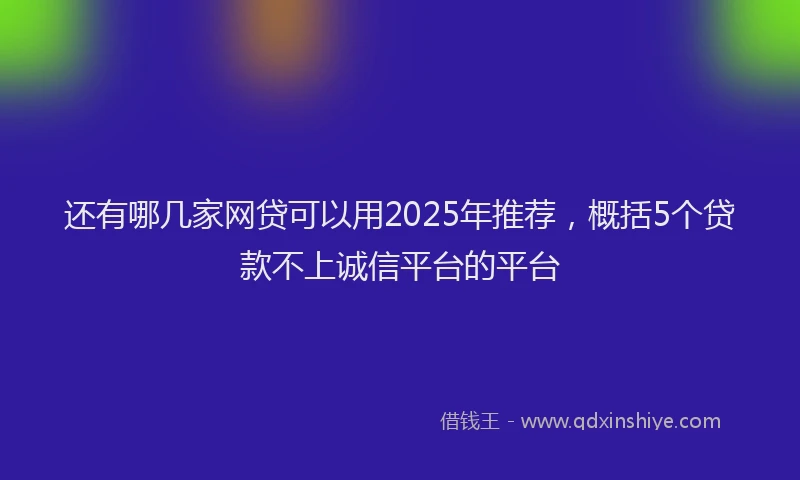 还有哪几家网贷可以用2025年推荐，概括5个贷款不上诚信平台的平台