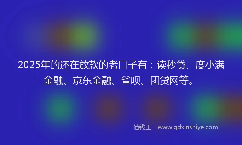 2025年的还在放款的老口子有：读秒贷、度小满金融、京东金融、省呗、团贷网等。