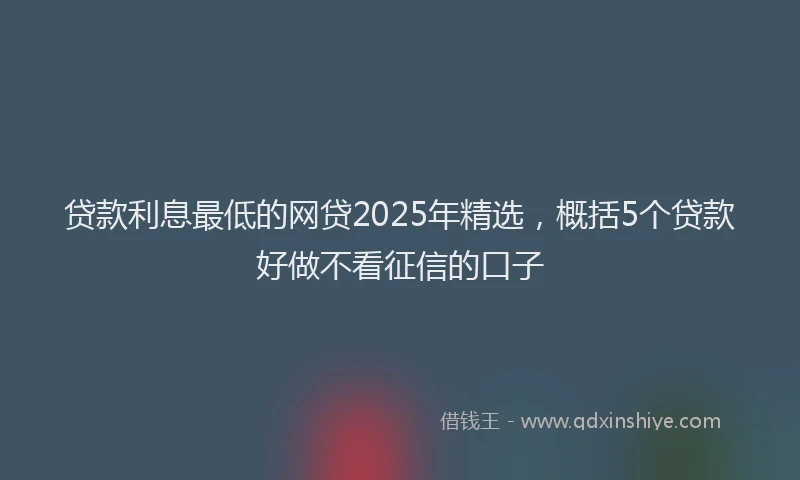 贷款利息最低的网贷2025年精选，概括5个贷款好做不看征信的口子