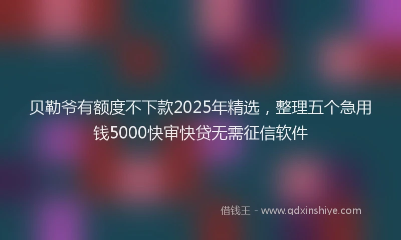 贝勒爷有额度不下款2025年精选，整理五个急用钱5000快审快贷无需征信软件