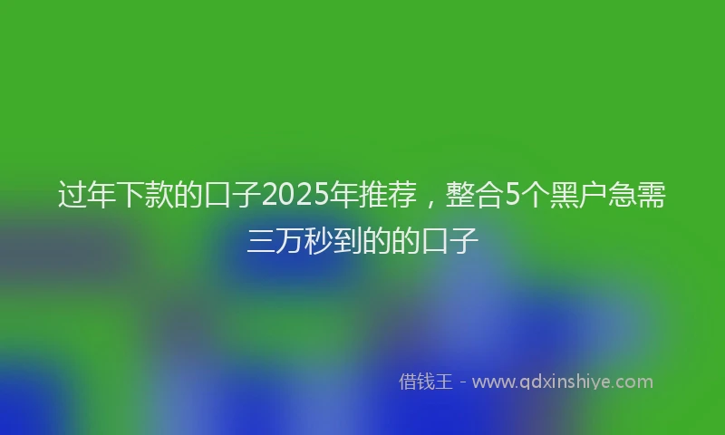 过年下款的口子2025年推荐，整合5个黑户急需三万秒到的的口子