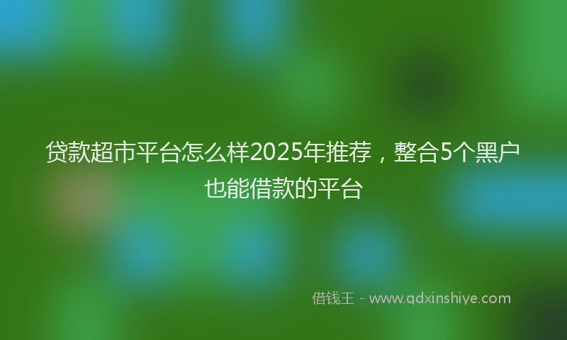 贷款超市平台怎么样2025年推荐，整合5个黑户也能借款的平台