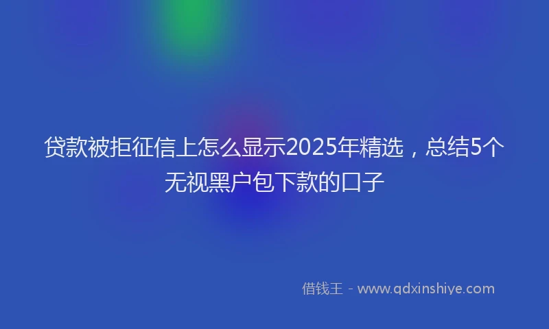 贷款被拒征信上怎么显示2025年精选，总结5个无视黑户包下款的口子
