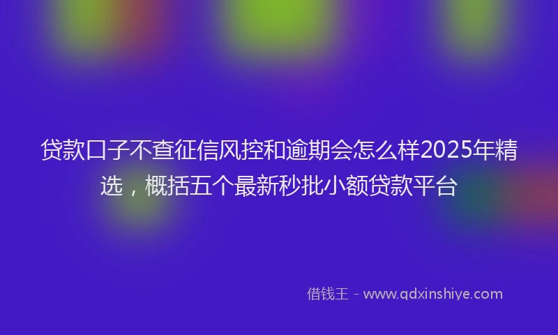 贷款口子不查征信风控和逾期会怎么样2025年精选，概括五个最新秒批小额贷款平台