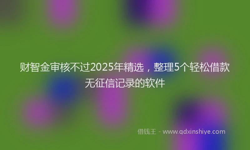 财智金审核不过2025年精选，整理5个轻松借款无征信记录的软件