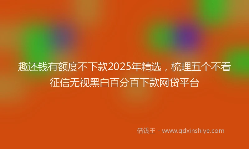 趣还钱有额度不下款2025年精选，梳理五个不看征信无视黑白百分百下款网贷平台
