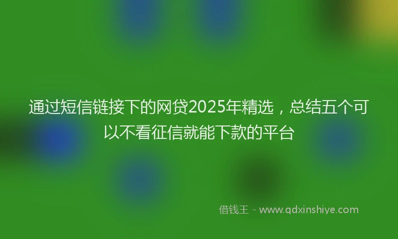 通过短信链接下的网贷2025年精选，总结五个可以不看征信就能下款的平台