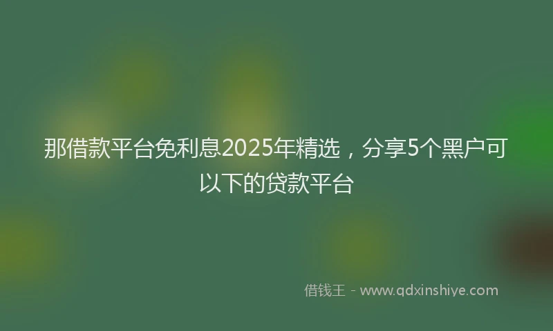 那借款平台免利息2025年精选，分享5个黑户可以下的贷款平台