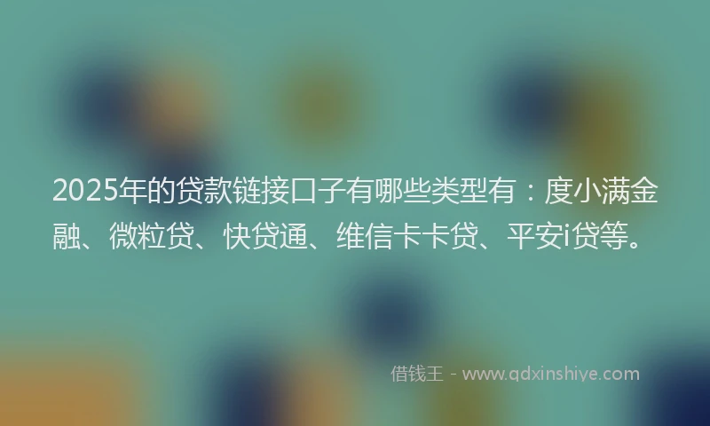 2025年的贷款链接口子有哪些类型有：度小满金融、微粒贷、快贷通、维信卡卡贷、平安i贷等。