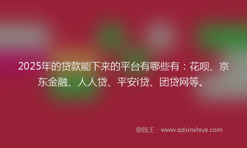 2025年的贷款能下来的平台有哪些有：花呗、京东金融、人人贷、平安i贷、团贷网等。