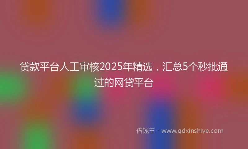 贷款平台人工审核2025年精选，汇总5个秒批通过的网贷平台
