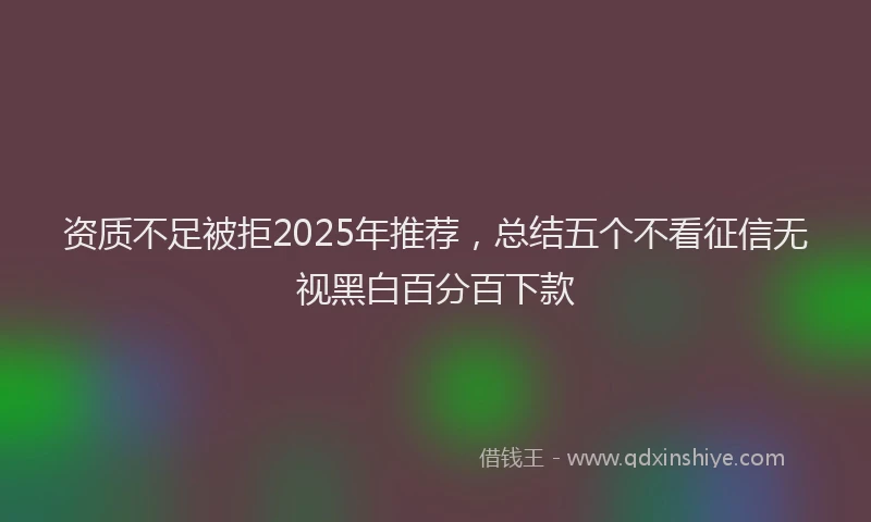 资质不足被拒2025年推荐，总结五个不看征信无视黑白百分百下款
