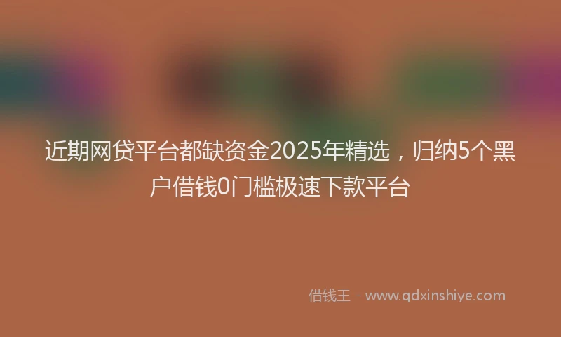近期网贷平台都缺资金2025年精选，归纳5个黑户借钱0门槛极速下款平台