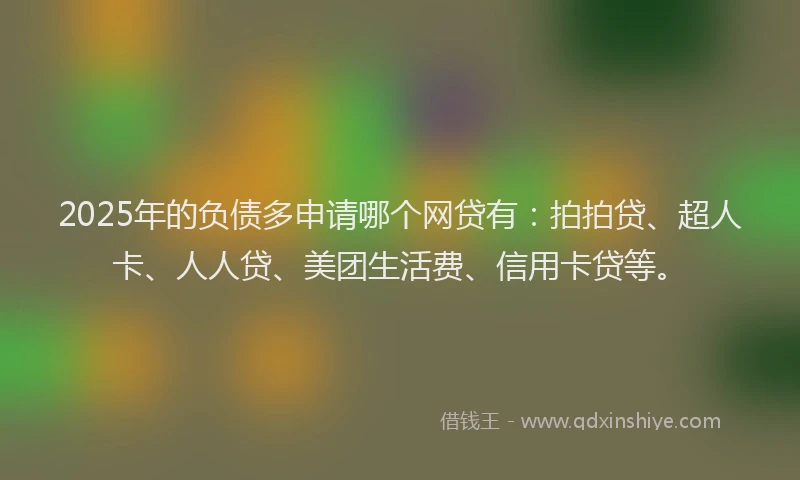2025年的负债多申请哪个网贷有：拍拍贷、超人卡、人人贷、美团生活费、信用卡贷等。