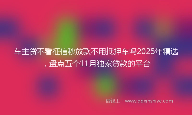 车主贷不看征信秒放款不用抵押车吗2025年精选，盘点五个11月独家贷款的平台