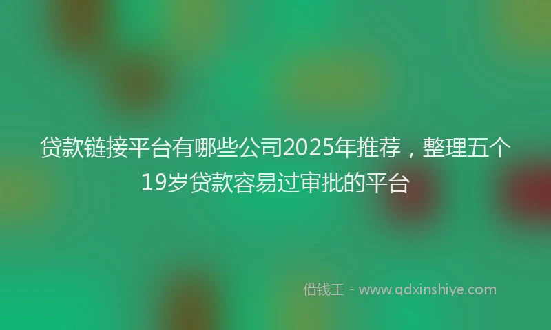 贷款链接平台有哪些公司2025年推荐，整理五个19岁贷款容易过审批的平台