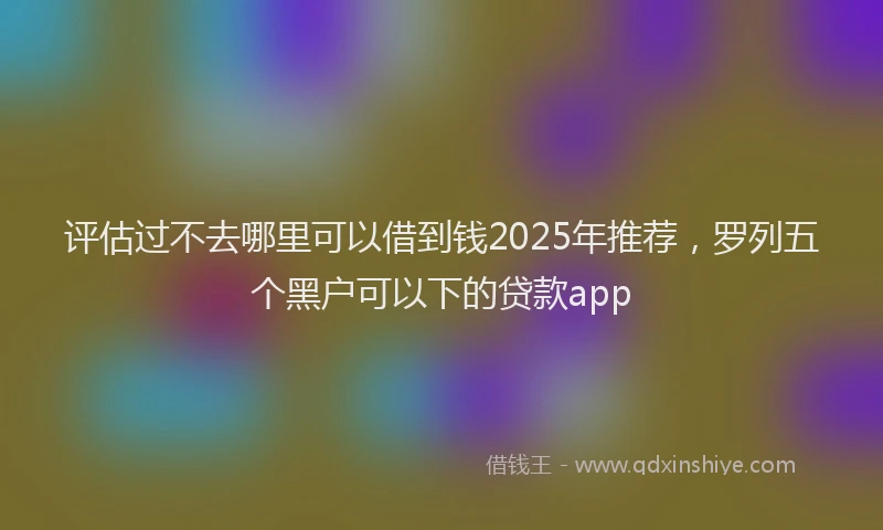 评估过不去哪里可以借到钱2025年推荐，罗列五个黑户可以下的贷款app