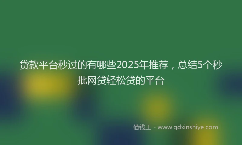 贷款平台秒过的有哪些2025年推荐，总结5个秒批网贷轻松贷的平台