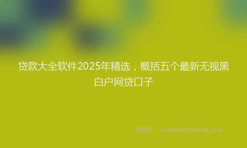 贷款大全软件2025年精选，概括五个最新无视黑白户网贷口子