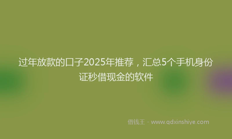 过年放款的口子2025年推荐，汇总5个手机身份证秒借现金的软件