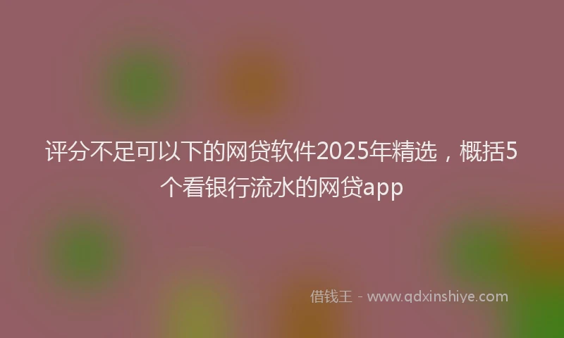 评分不足可以下的网贷软件2025年精选，概括5个看银行流水的网贷app