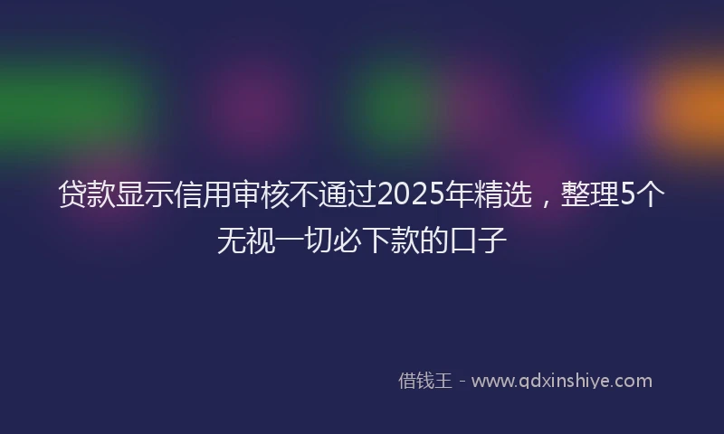贷款显示信用审核不通过2025年精选，整理5个无视一切必下款的口子
