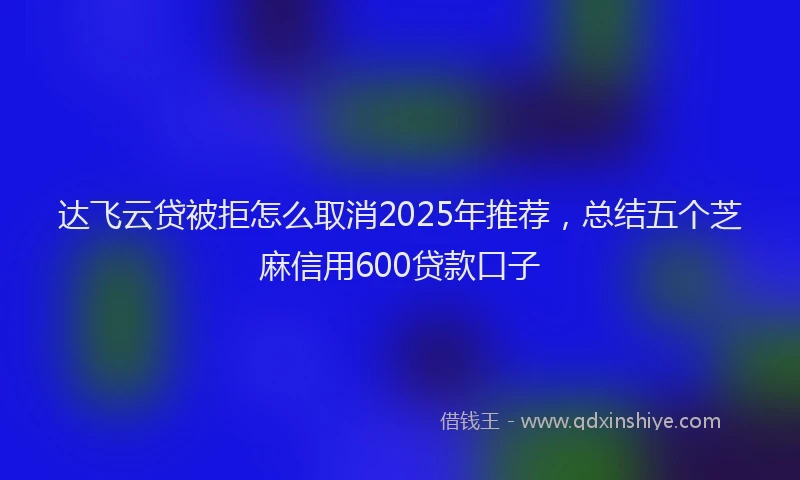 达飞云贷被拒怎么取消2025年推荐，总结五个芝麻信用600贷款口子