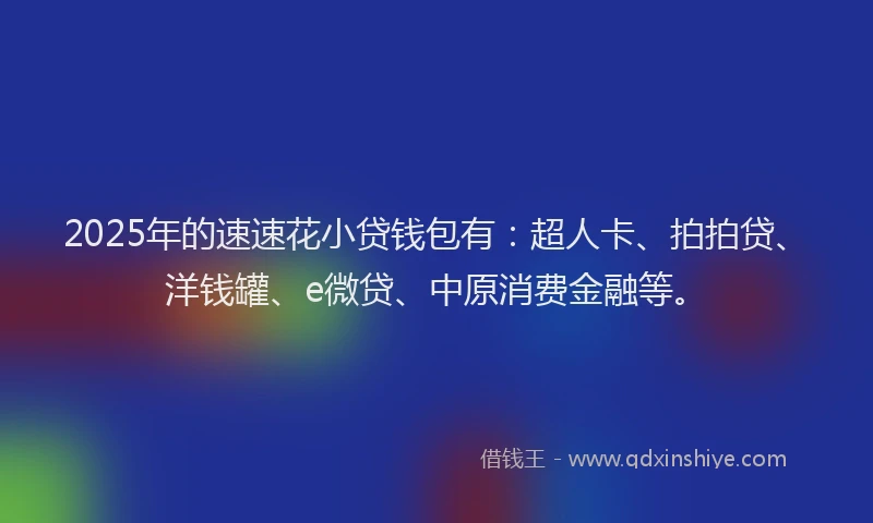 2025年的速速花小贷钱包有：超人卡、拍拍贷、洋钱罐、e微贷、中原消费金融等。