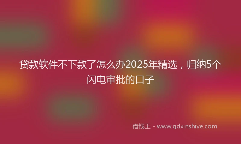 贷款软件不下款了怎么办2025年精选，归纳5个闪电审批的口子
