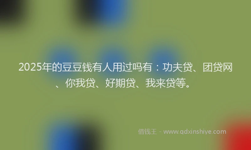 2025年的豆豆钱有人用过吗有：功夫贷、团贷网、你我贷、好期贷、我来贷等。