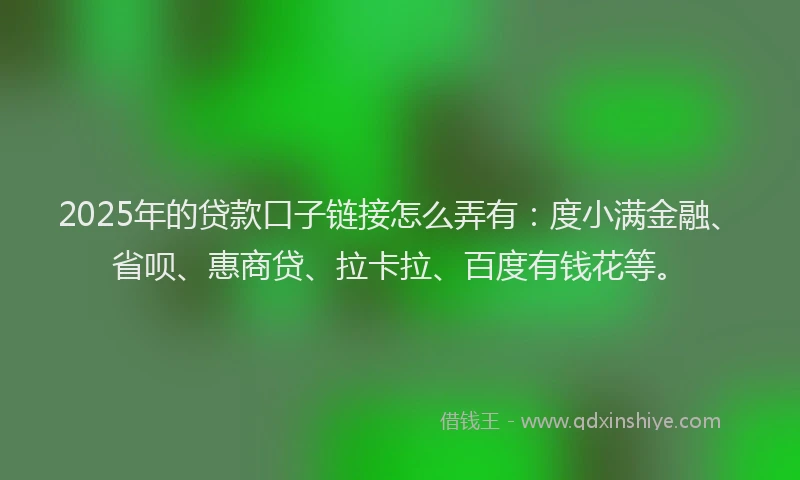 2025年的贷款口子链接怎么弄有：度小满金融、省呗、惠商贷、拉卡拉、百度有钱花等。