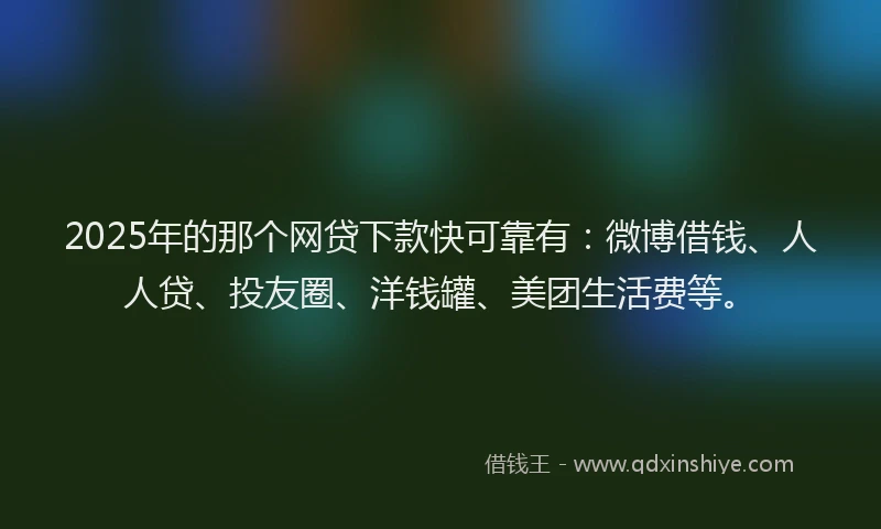 2025年的那个网贷下款快可靠有：微博借钱、人人贷、投友圈、洋钱罐、美团生活费等。
