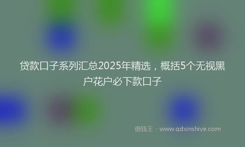 贷款口子系列汇总2025年精选，概括5个无视黑户花户必下款口子