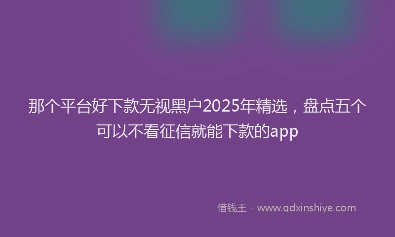 那个平台好下款无视黑户2025年精选，盘点五个可以不看征信就能下款的app