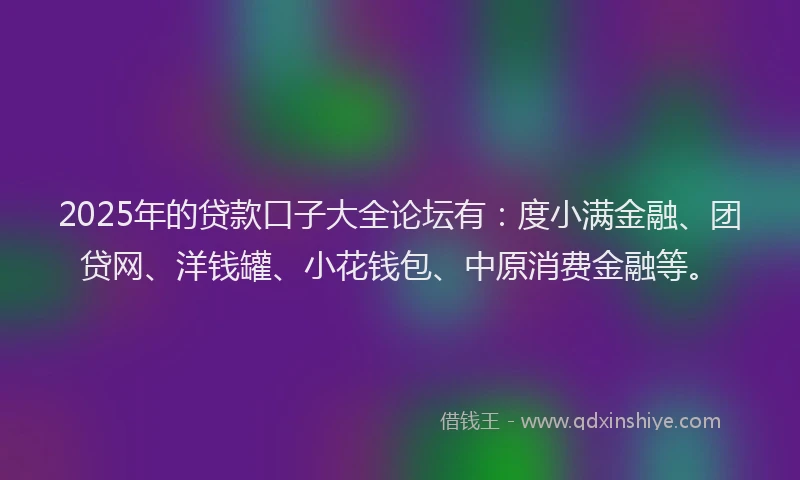 2025年的贷款口子大全论坛有：度小满金融、团贷网、洋钱罐、小花钱包、中原消费金融等。