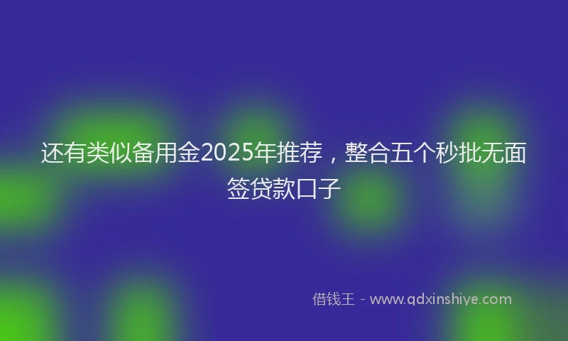 还有类似备用金2025年推荐，整合五个秒批无面签贷款口子