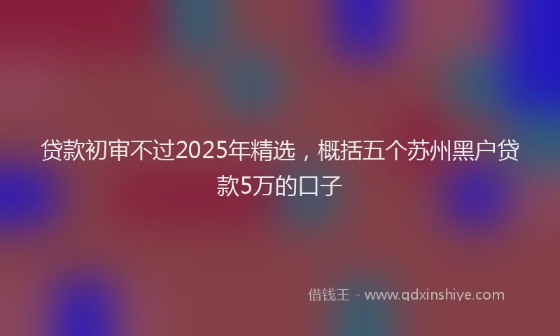 贷款初审不过2025年精选，概括五个苏州黑户贷款5万的口子